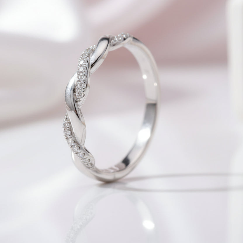 Diamond Option Stackable Twist Wedding Ring Band-Black Diamonds New York