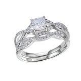 Twist Band Princess Cut Diamond Option Ring Set