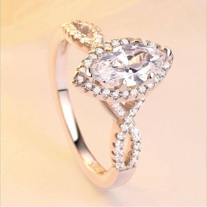Twist Halo 1.5ct Marquise Cut Engagement Ring-Black Diamonds New York