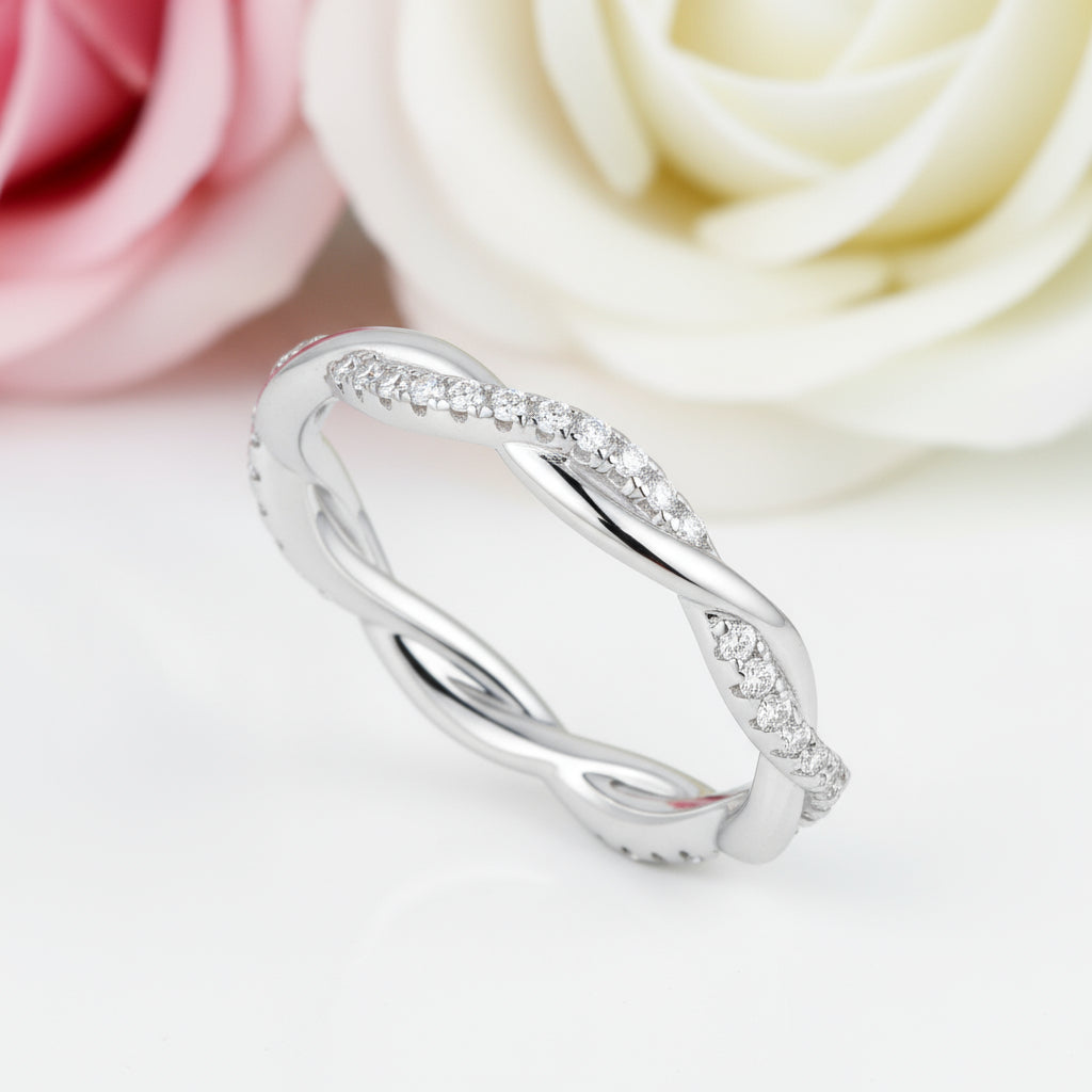 Twist Rope Wave Curve Band with Diamonds-Black Diamonds New York