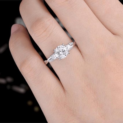 Twist Round Cut Three Stone Engagement Ring-Black Diamonds New York
