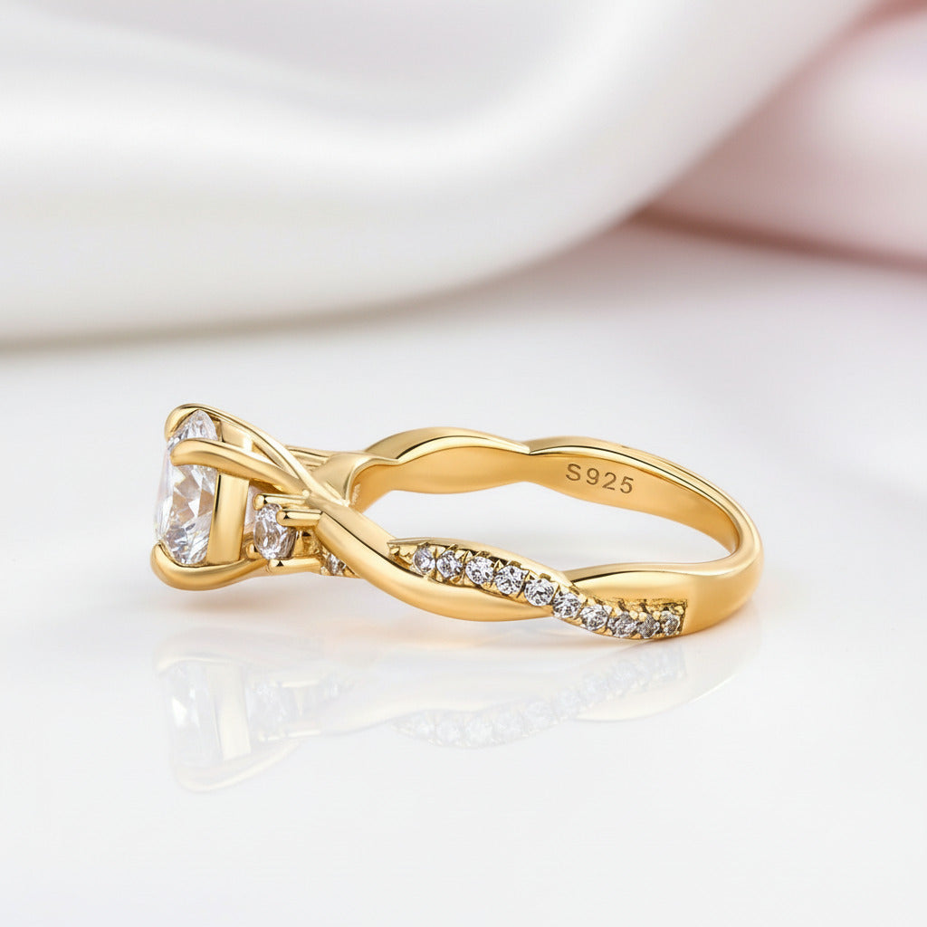 Twist Round Cut Three Stone Engagement Ring from Black Diamonds New York