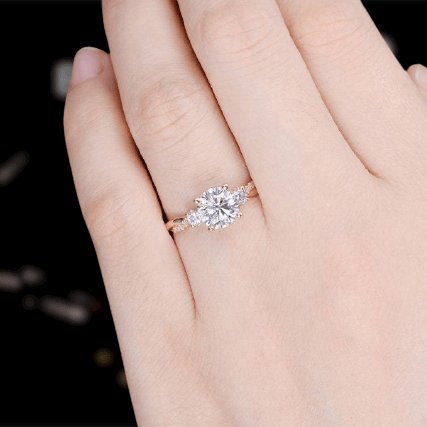 Twist Round Cut Three Stone Engagement Ring-Black Diamonds New York