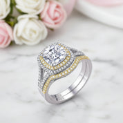Two-tone 1.8 Ct Cushion Cut Diamond Option Ring Set-Black Diamonds New York