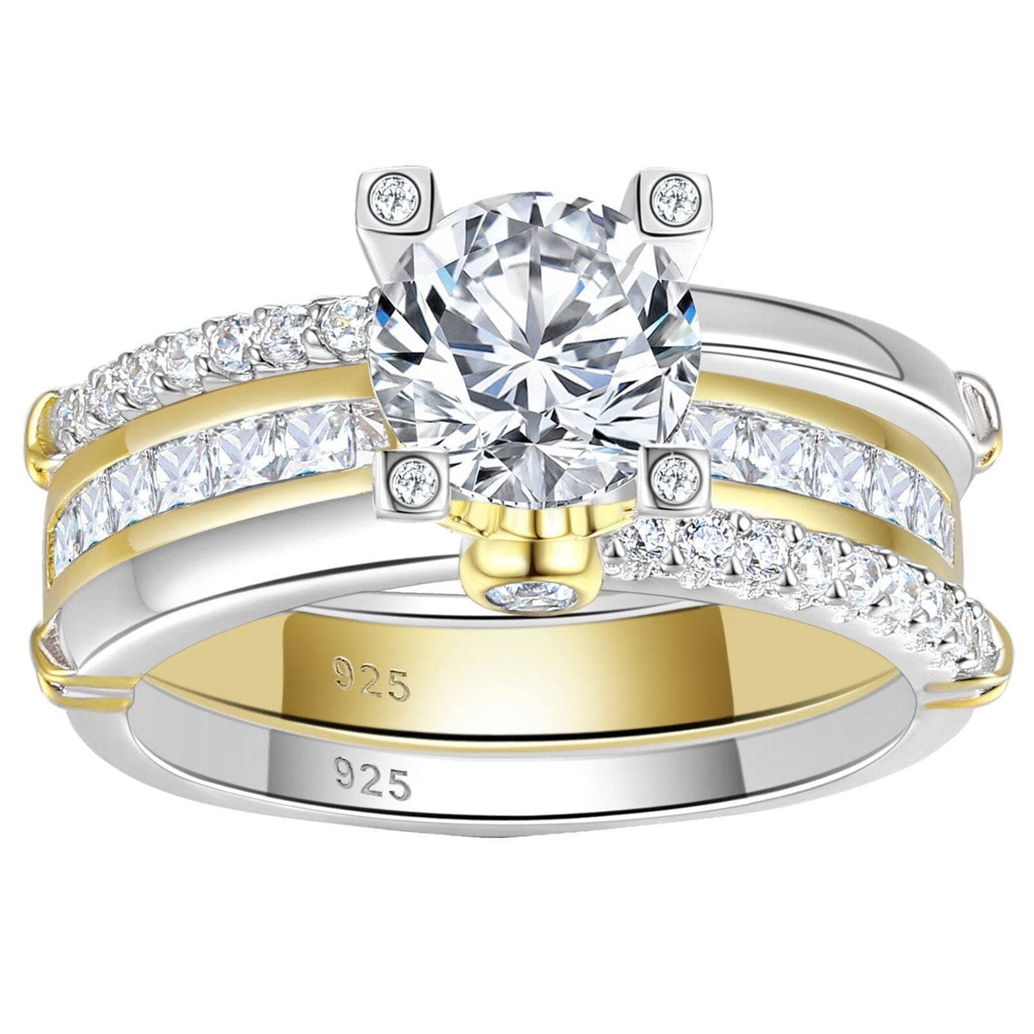 Two Tone Round Cut EVN™ Diamond Wedding Ring Set - Black Diamonds New York