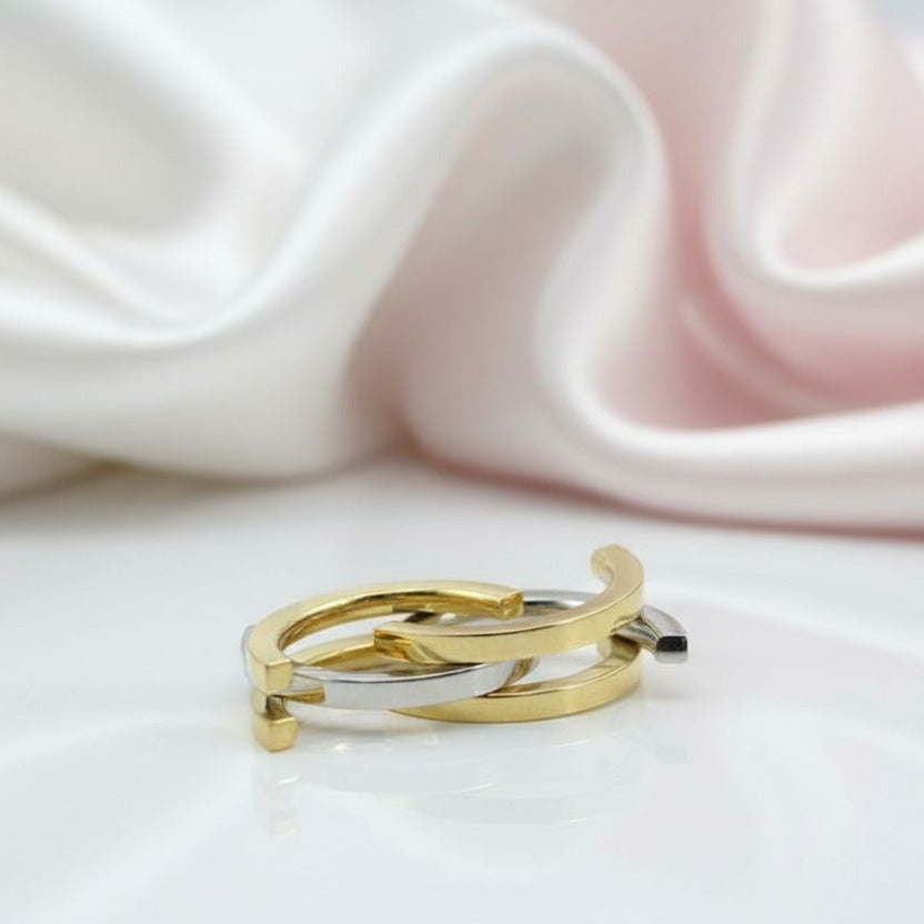 Two Tone Transformable Stainless Steel Men's Ring-Black Diamonds New York