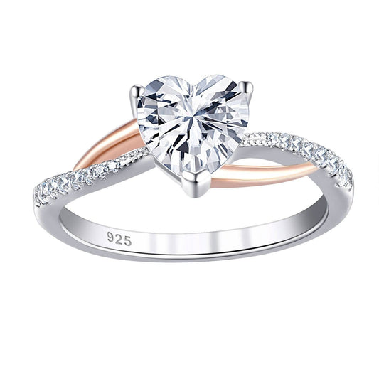 Two Tones Heart Shape Created Diamond Engagement Ring-Black Diamonds New York