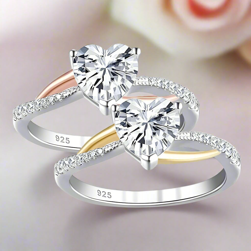 Two Tones Heart Shape Diamond Engagement Ring-Black Diamonds New York