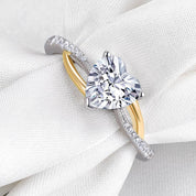 Two Tones Heart Shape Diamond Engagement Ring-Black Diamonds New York