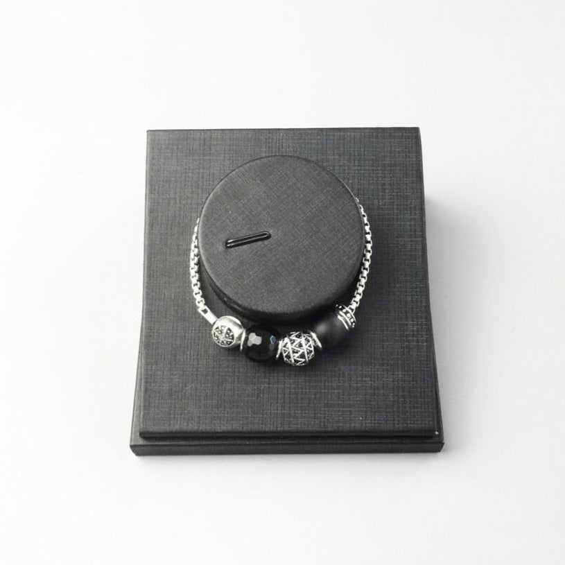 Unique Black Punk Karma Beads Bracelet-Black Diamonds New York