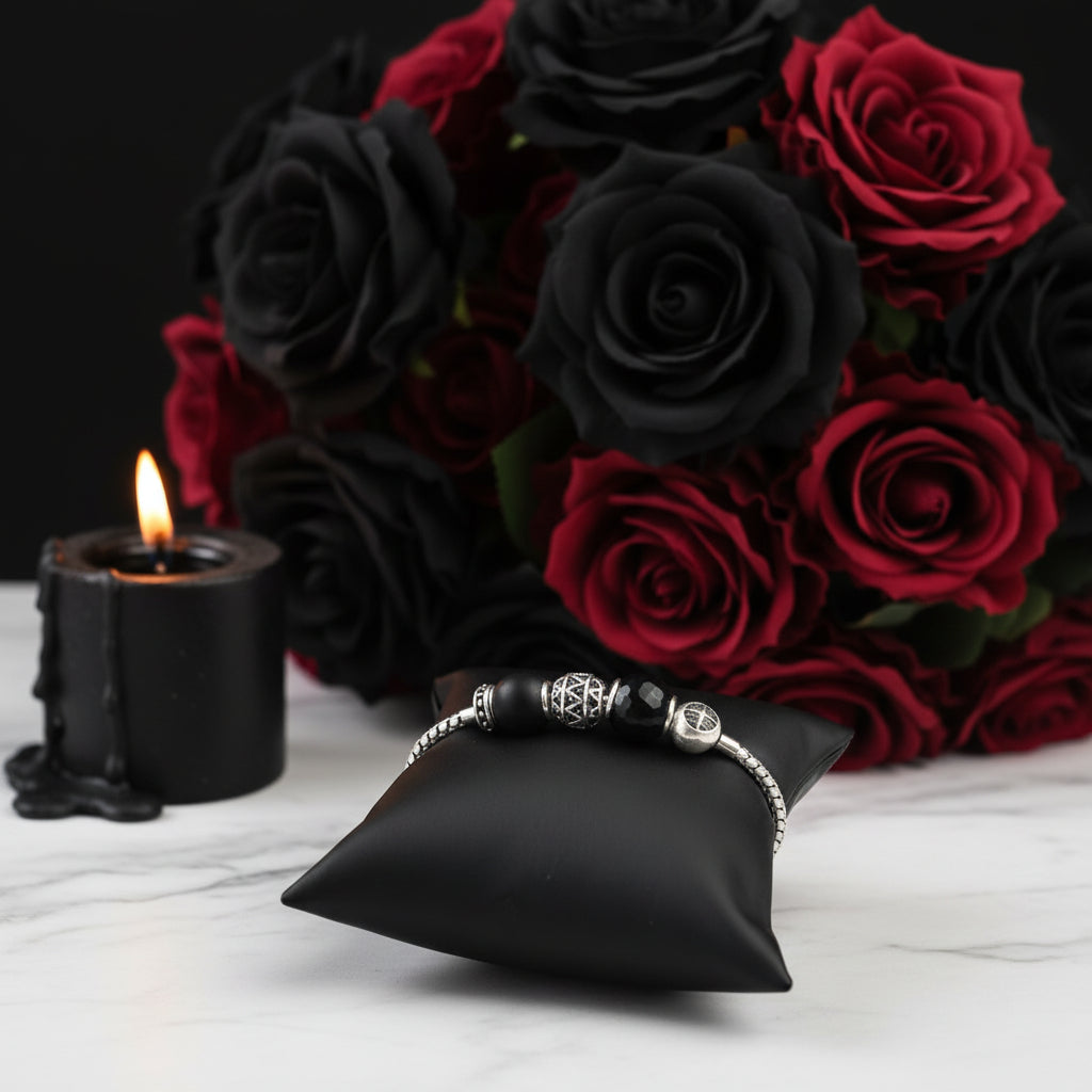 Unique Black Punk Karma Beads Bracelet-Black Diamonds New York