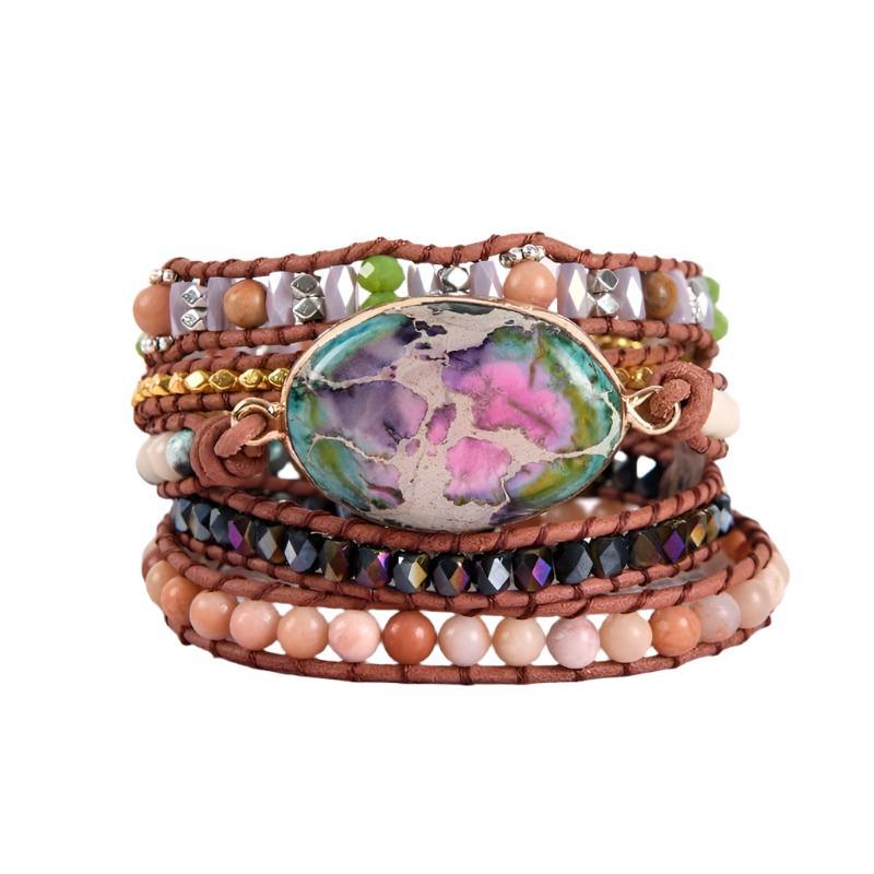 Unique Mixed Natural Stone Bohemian Bracelet-Black Diamonds New York