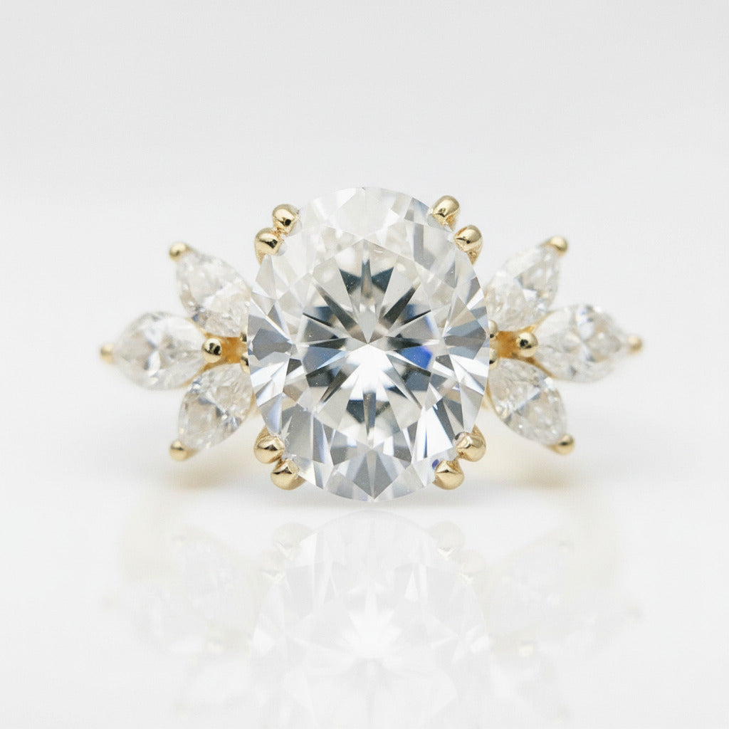 Unique Oval Cut Diamond Option Yellow Gold Minimalist Engagement Ring-Black Diamonds New York