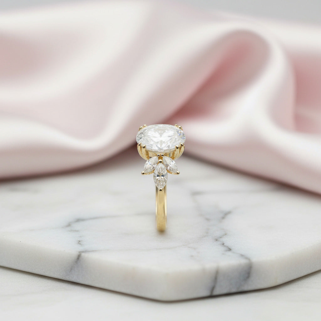 Unique Oval Cut Diamond Option Yellow Gold Minimalist Engagement Ring-Black Diamonds New York