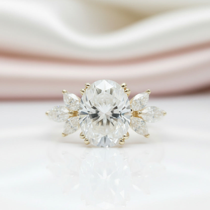 Unique Oval Cut Diamond Option Yellow Gold Minimalist Engagement Ring-Black Diamonds New York