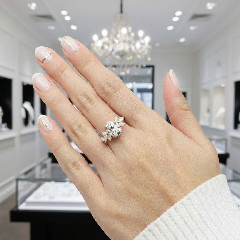 Unique Oval Cut Diamond Option Yellow Gold Minimalist Engagement Ring-Black Diamonds New York