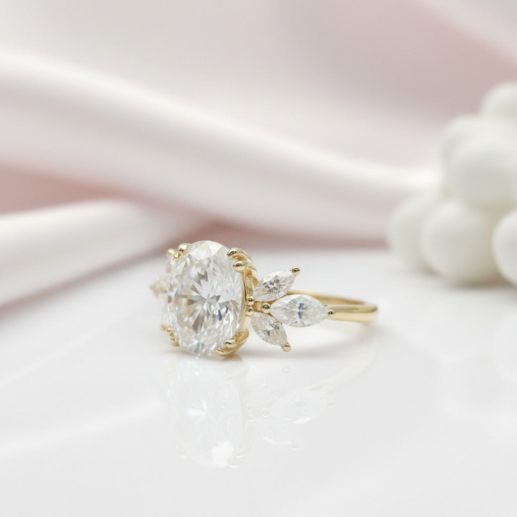 Unique Oval Cut Diamond Option Yellow Gold Minimalist Engagement Ring-Black Diamonds New York