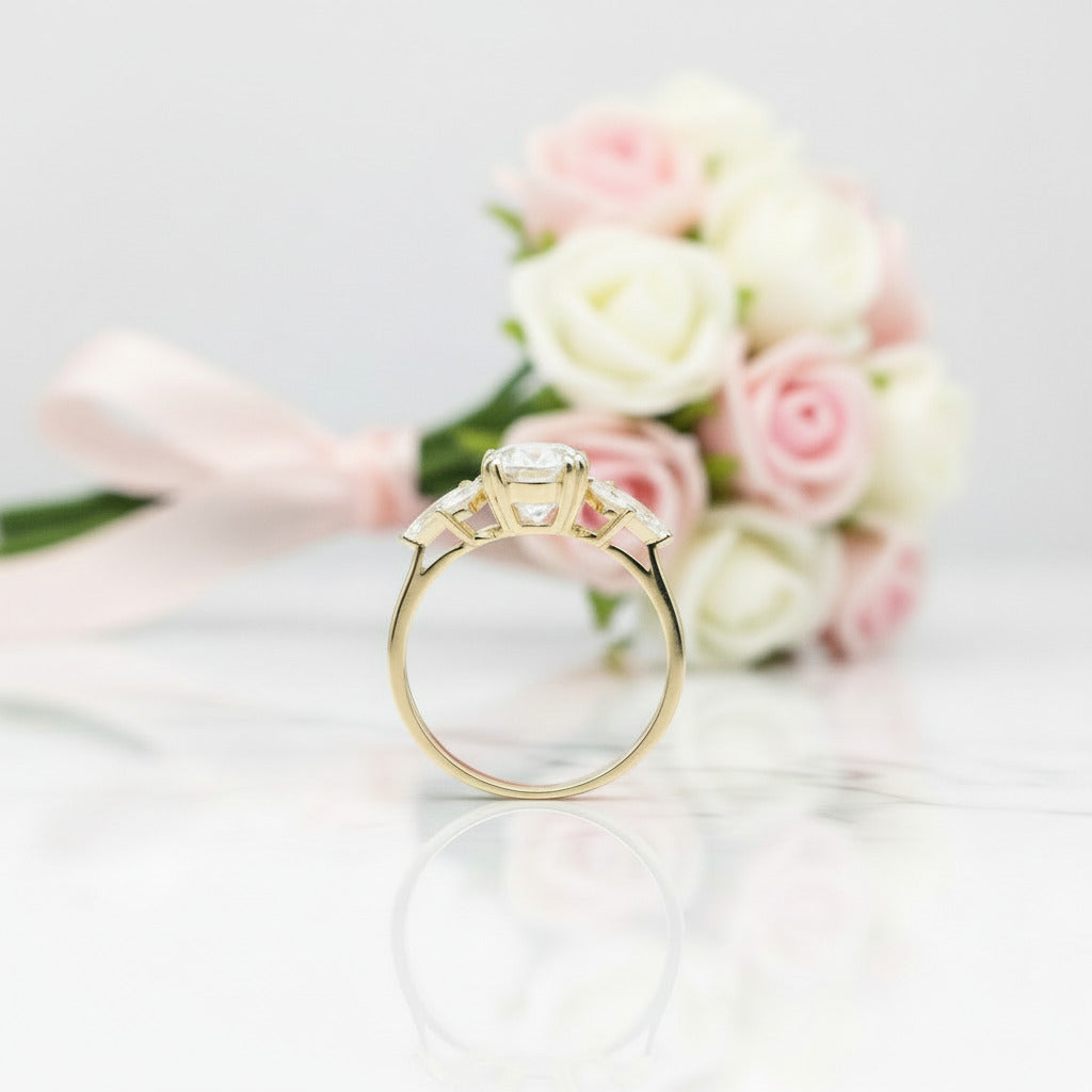 Unique Oval Cut Diamond Option Yellow Gold Minimalist Engagement Ring-Black Diamonds New York