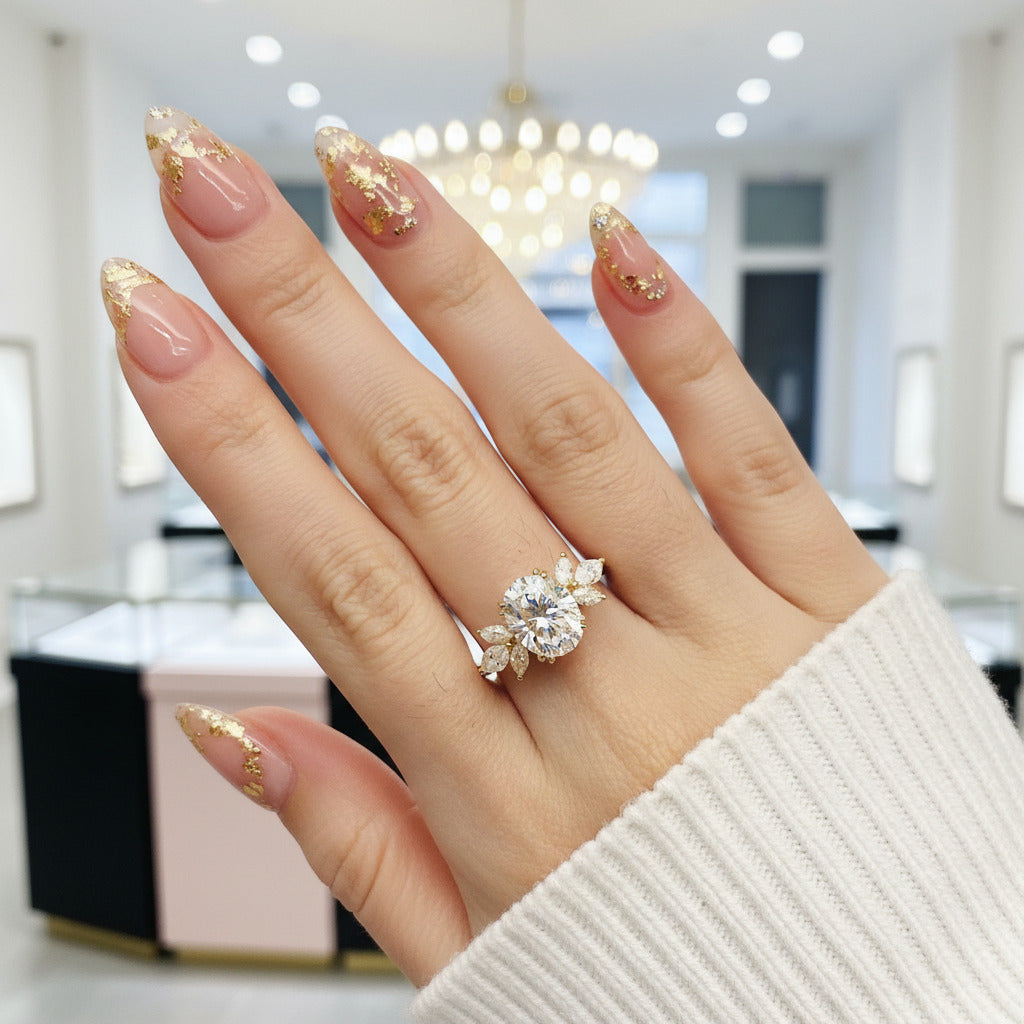 Unique Oval Cut Diamond Option Yellow Gold Minimalist Engagement Ring-Black Diamonds New York