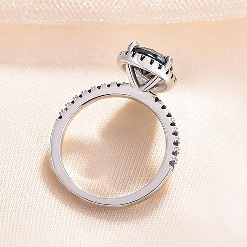 Unique Pear Cut Halo Black Diamond Engagement Ring - Black Diamonds New York