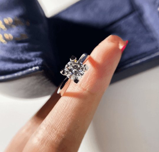 Unique Round Cut Moissanite Alphabet Engagement Ring-Black Diamonds New York