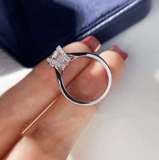 Unique Round Cut Moissanite Alphabet Engagement Ring - Black Diamonds New York