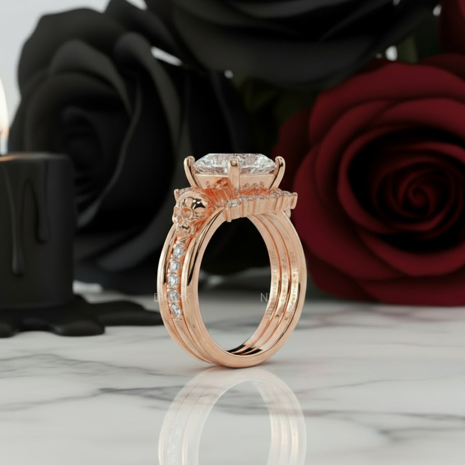 Until Dawn- 3pc 1.5 Carat Diamond Skull Rings-Black Diamonds New York