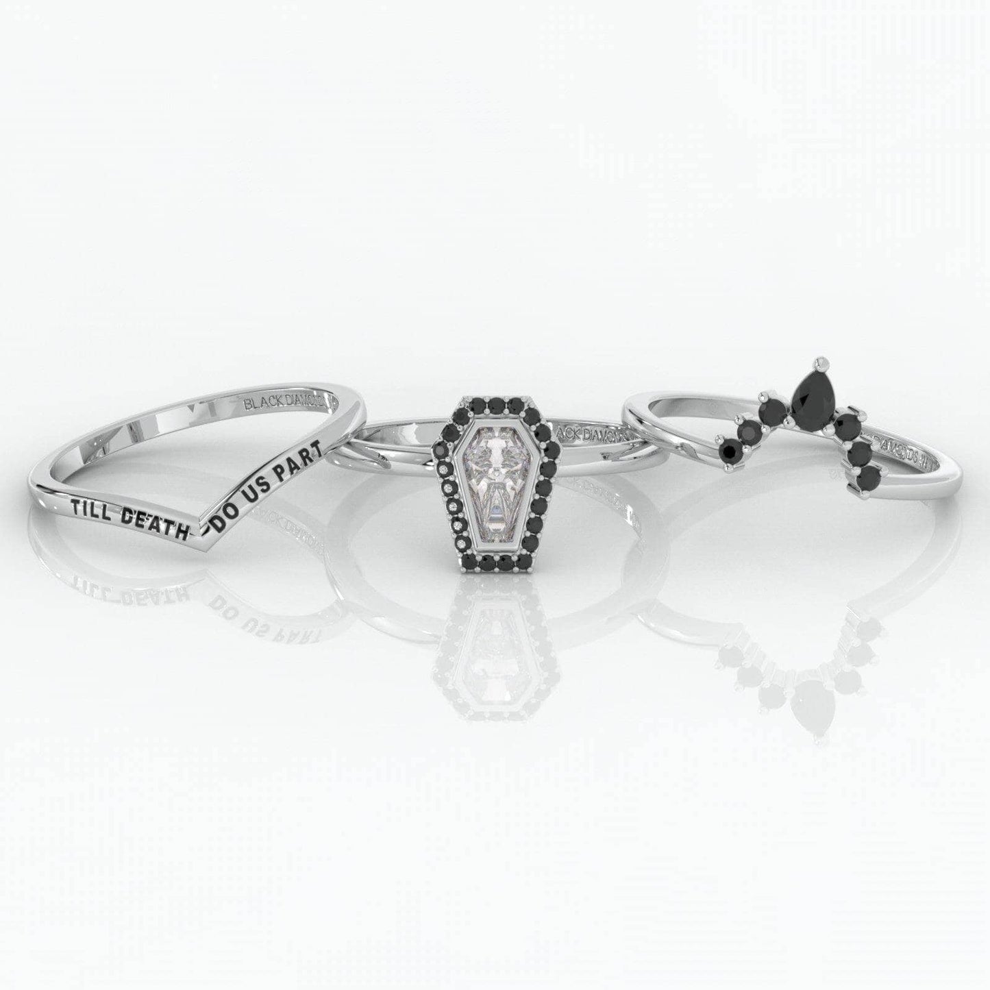 Until Death Rings- Limited Coffin Shape Diamond Wedding Rings-Black Diamonds New York