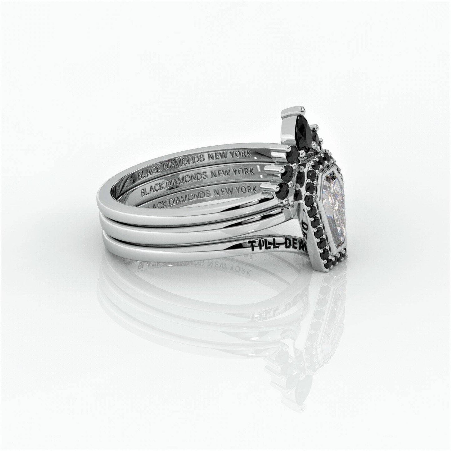 Until Death Rings- Limited Coffin Shape Diamond Wedding Rings-Black Diamonds New York