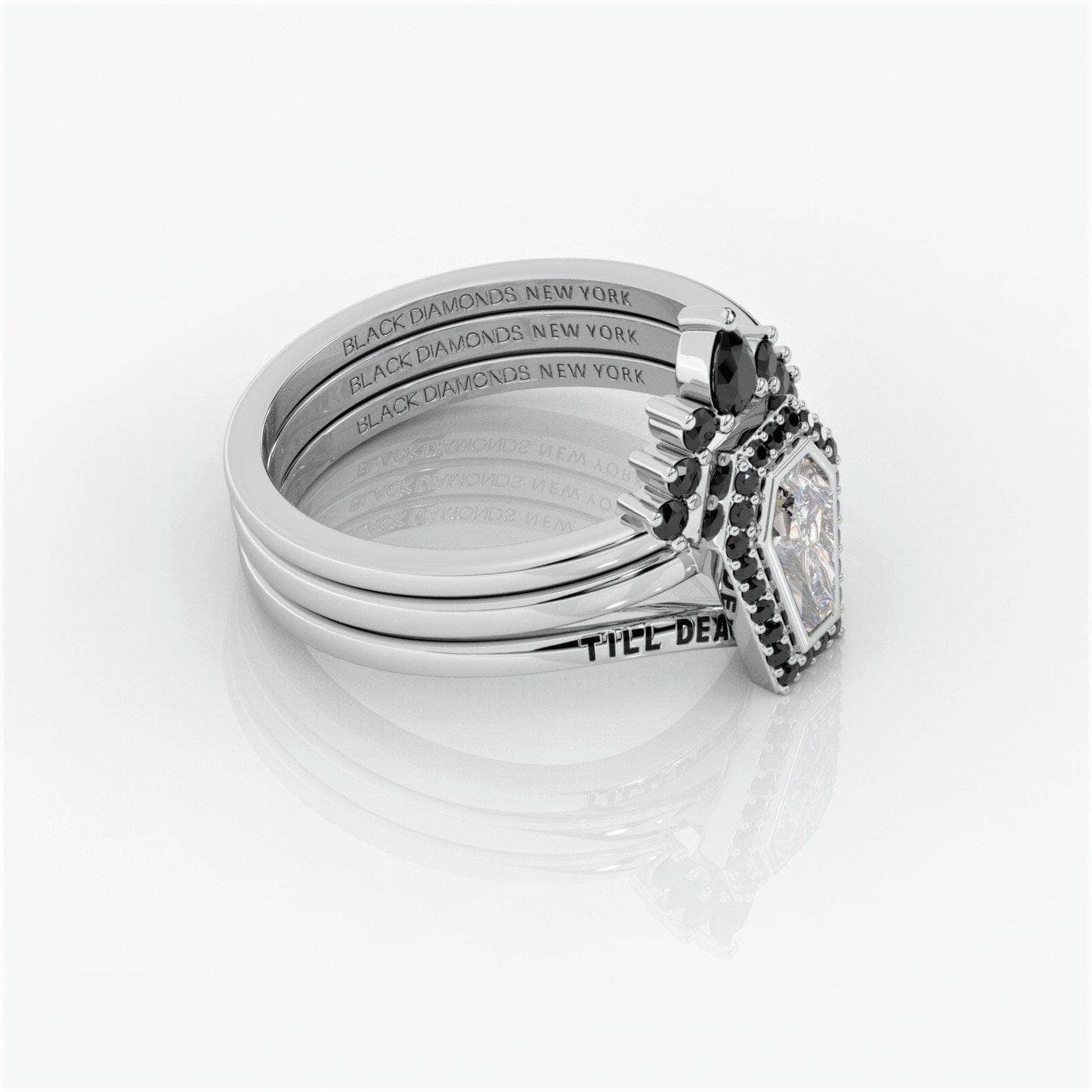 Until Death Rings- Limited Coffin Shape Moissanite Wedding Rings-Black Diamonds New York