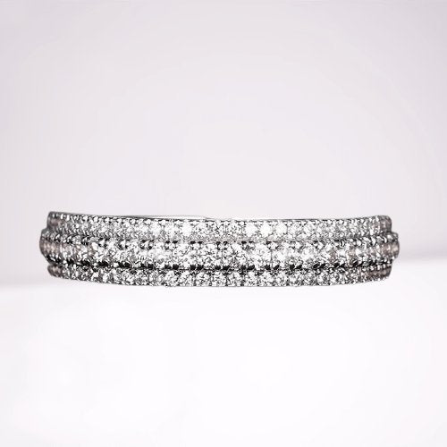 Vintage 3-Line Pave Wedding Ring Band-Black Diamonds New York