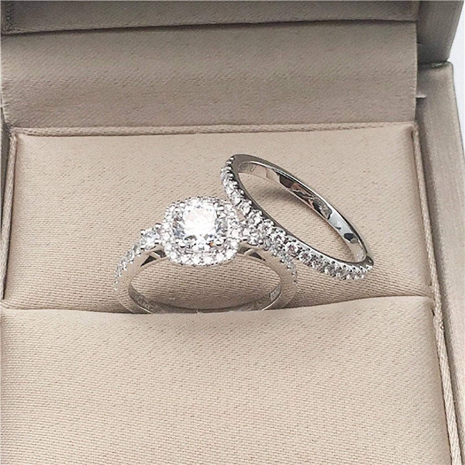 Vintage Art Deco Round Cut Moissanite Ring Set - Black Diamonds New York