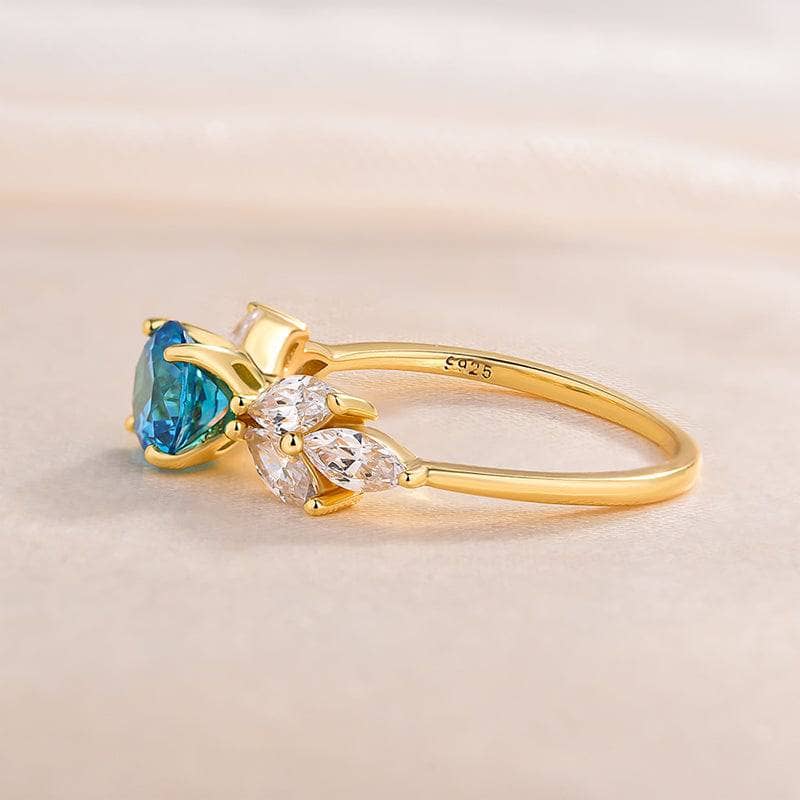 Vintage Art Deco Yellow Gold Round Cut Montana Blue Sapphire Engagement Ring-Black Diamonds New York