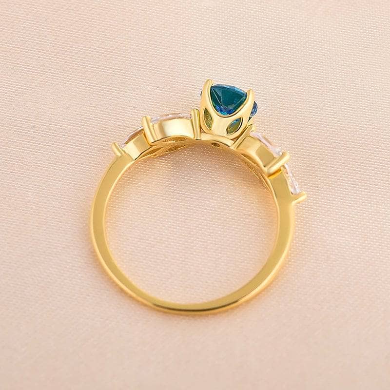 Vintage Art Deco Yellow Gold Round Cut Montana Blue Sapphire Engagement Ring-Black Diamonds New York