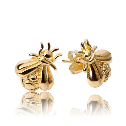 Vintage Cute Honeybee Stud Earrings-Black Diamonds New York