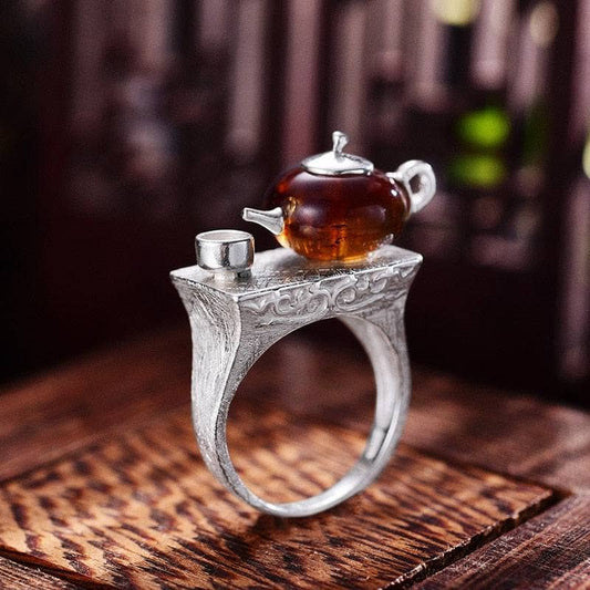 Vintage Cute Teapot Ring-Black Diamonds New York