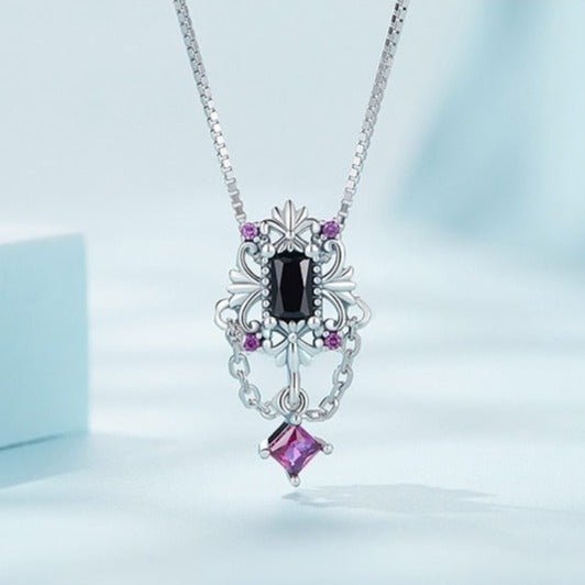 Vintage Fleur-de-lis Gothic Style Necklace-Black Diamonds New York