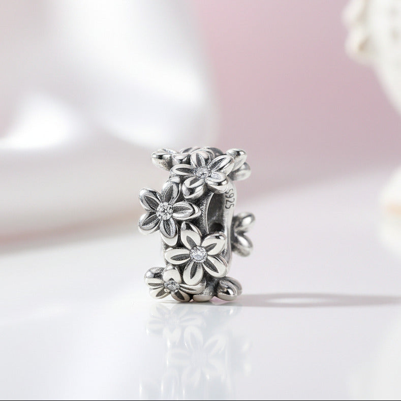 Vintage Flower & Heart Spacer Stopper Beads-Black Diamonds New York
