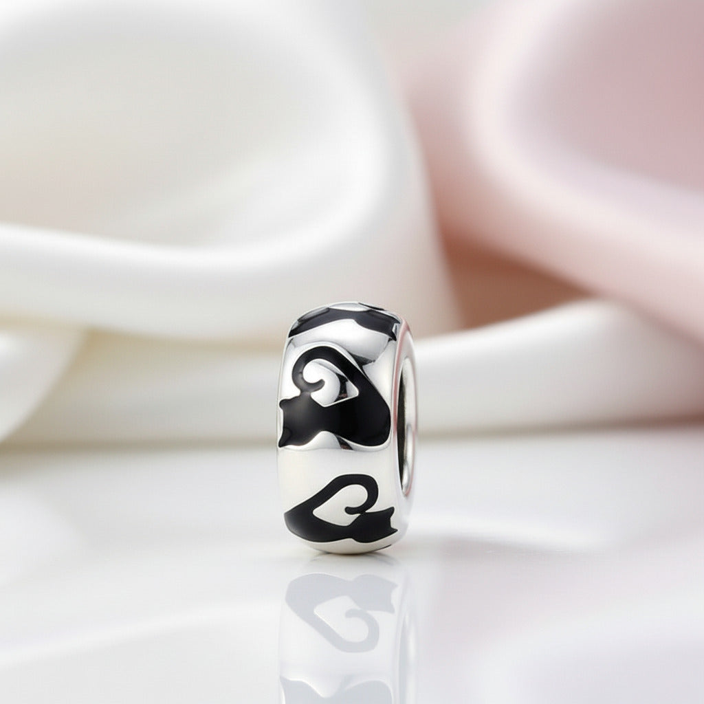 Vintage Flower & Heart Spacer Stopper Beads-Black Diamonds New York