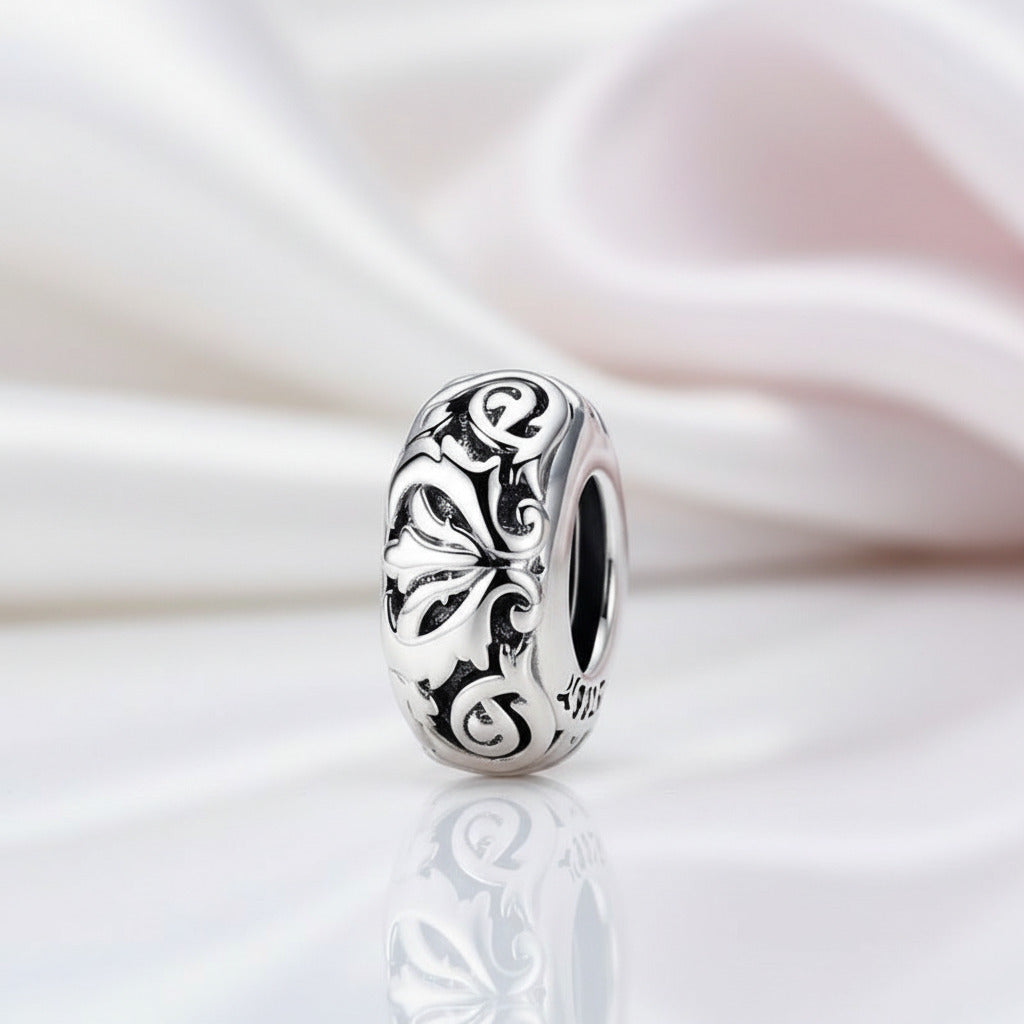 Vintage Flower & Heart Spacer Stopper Beads-Black Diamonds New York