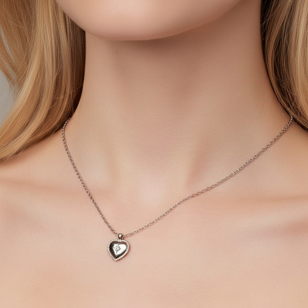 Vintage Heart with Star Millet Necklace-Black Diamonds New York