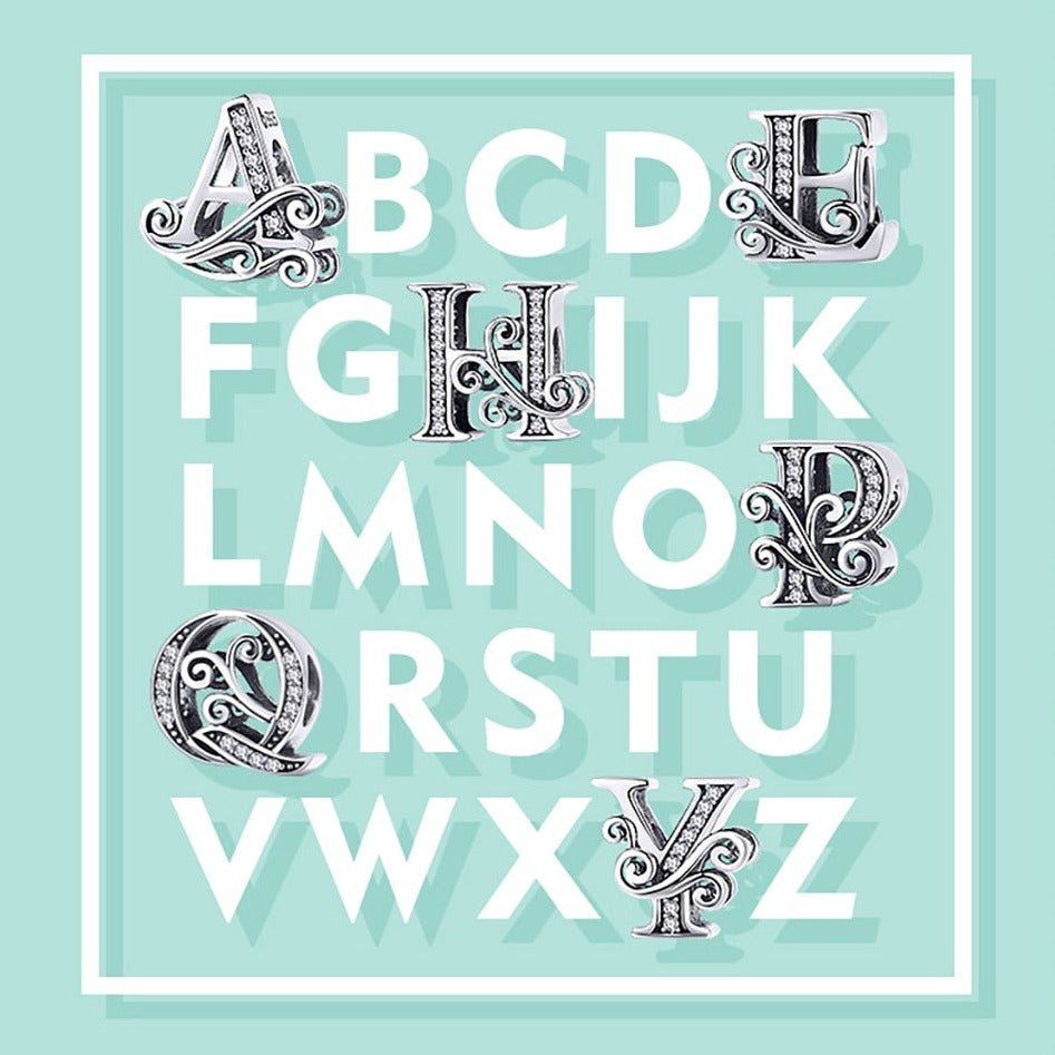 A To Z Individual Alphabet Letter Charms, 8mm Rhinestone Charms
