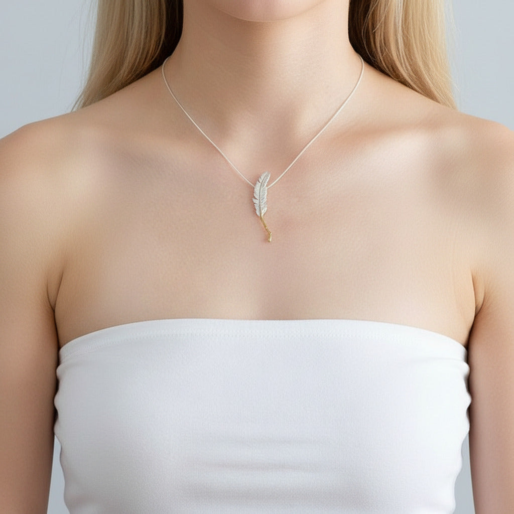 Vintage Long Goose Feather Necklace-Black Diamonds New York