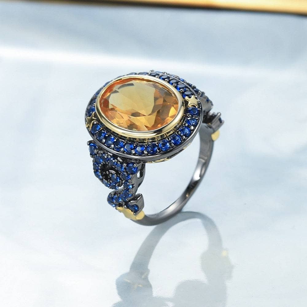 Vintage Natural Gemstone Statement Art Deco Engagement Ring-Black Diamonds New York