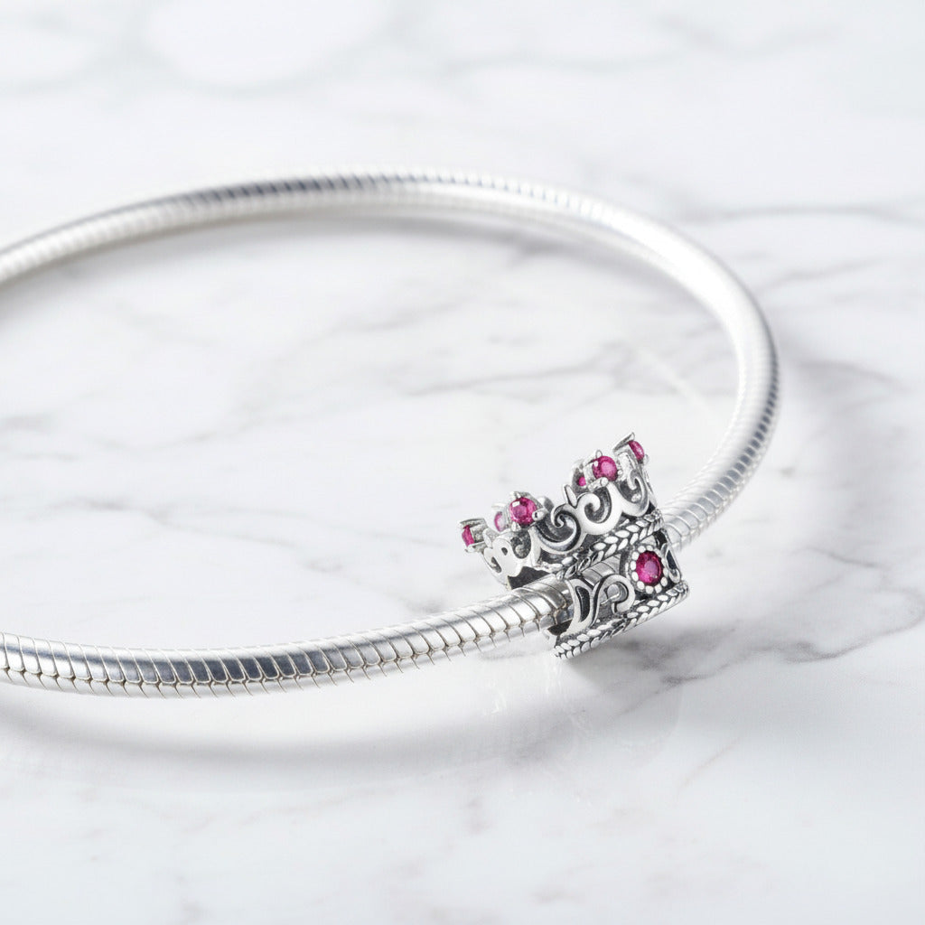 Vintage Princess Crown Charm-Black Diamonds New York