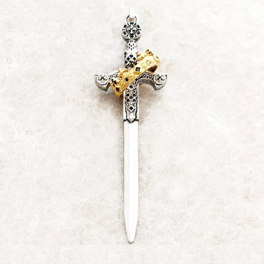 Vintage Punk Sword & Crown Charm-Black Diamonds New York