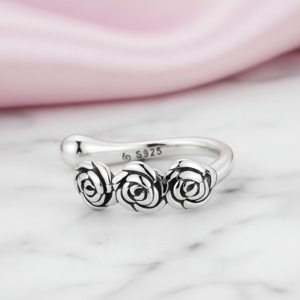 Vintage Rose Flower Clip Earring-Black Diamonds New York