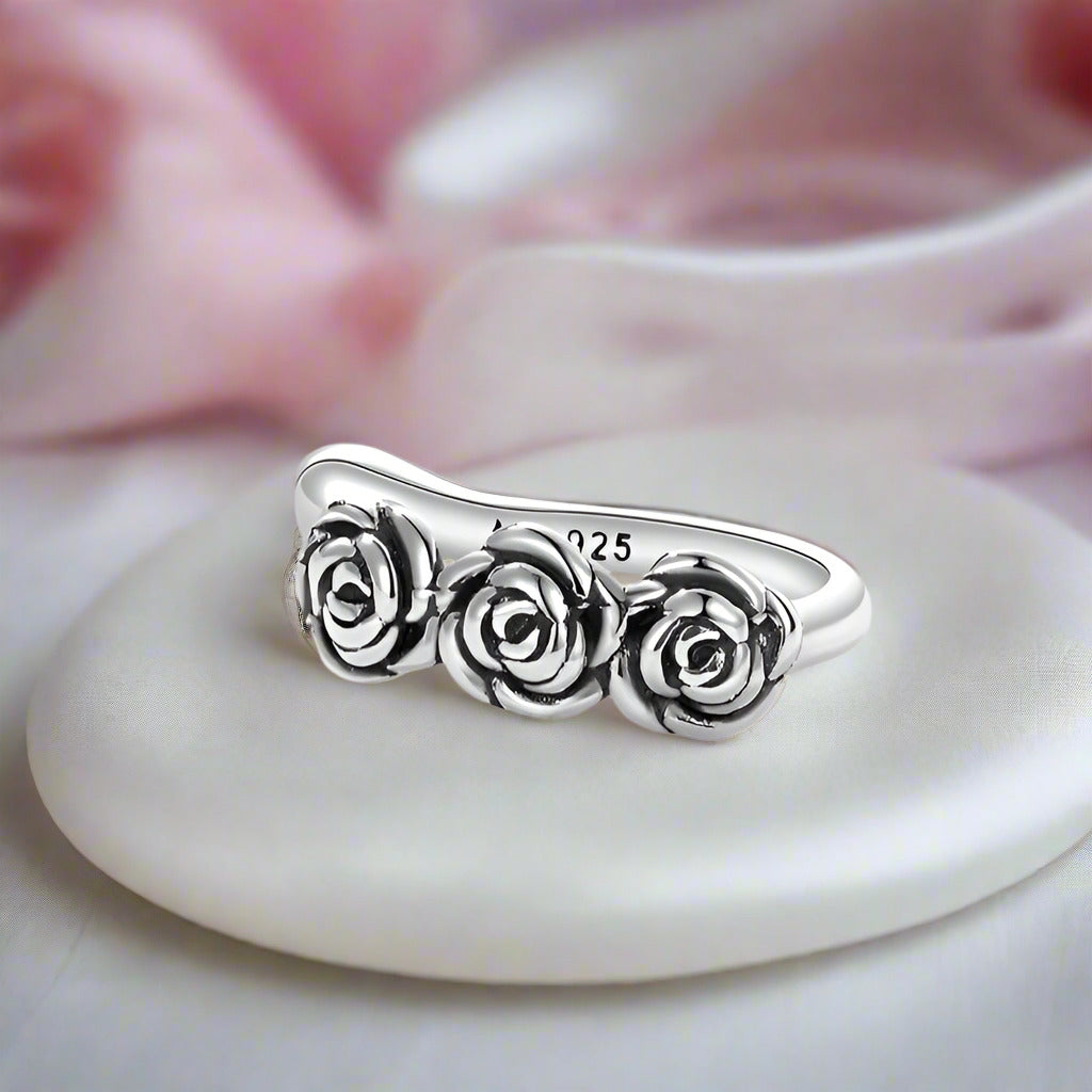 Vintage Rose Flower Clip Earring-Black Diamonds New York