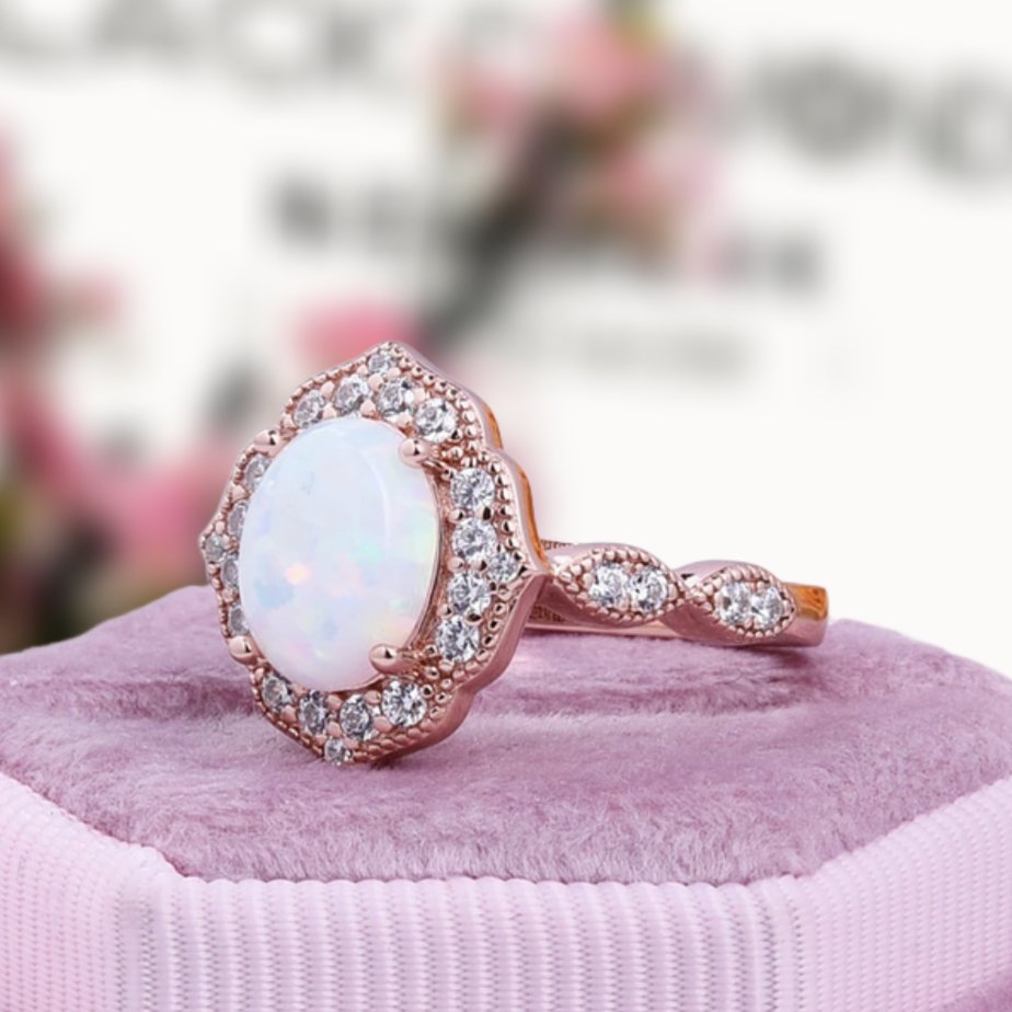 Opal and diamond ring vintage Clearance