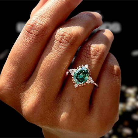 Green Tourmaline Vintage Style Engagement Solitaire Ring Antique